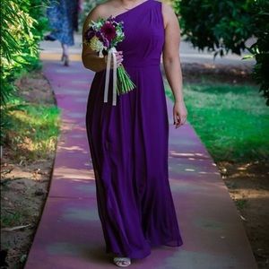 One shoulder long bridesmaid dress
